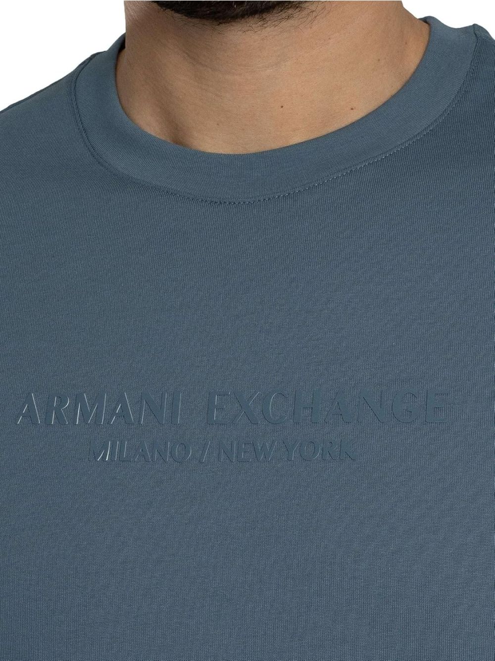 T-shirt Armani Regular Fit in Jersey di Cotone Uomo - Celeste