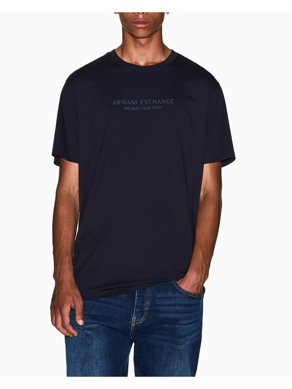 T-shirt Armani Regular Fit in Jersey di Cotone Uomo - Navy