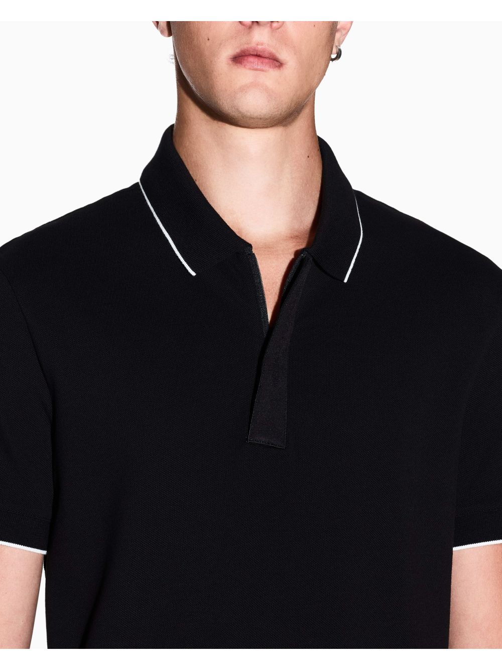 Polo Armani slim fit con inserto sui bottoni Uomo - Nero