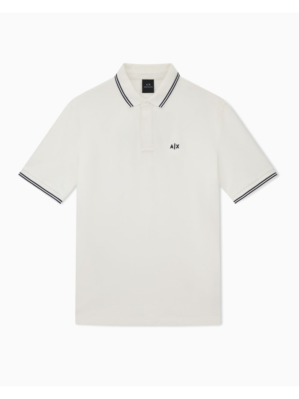 Polo Armani in Piquet Stretch con profili a contrasto Uomo - Bianco