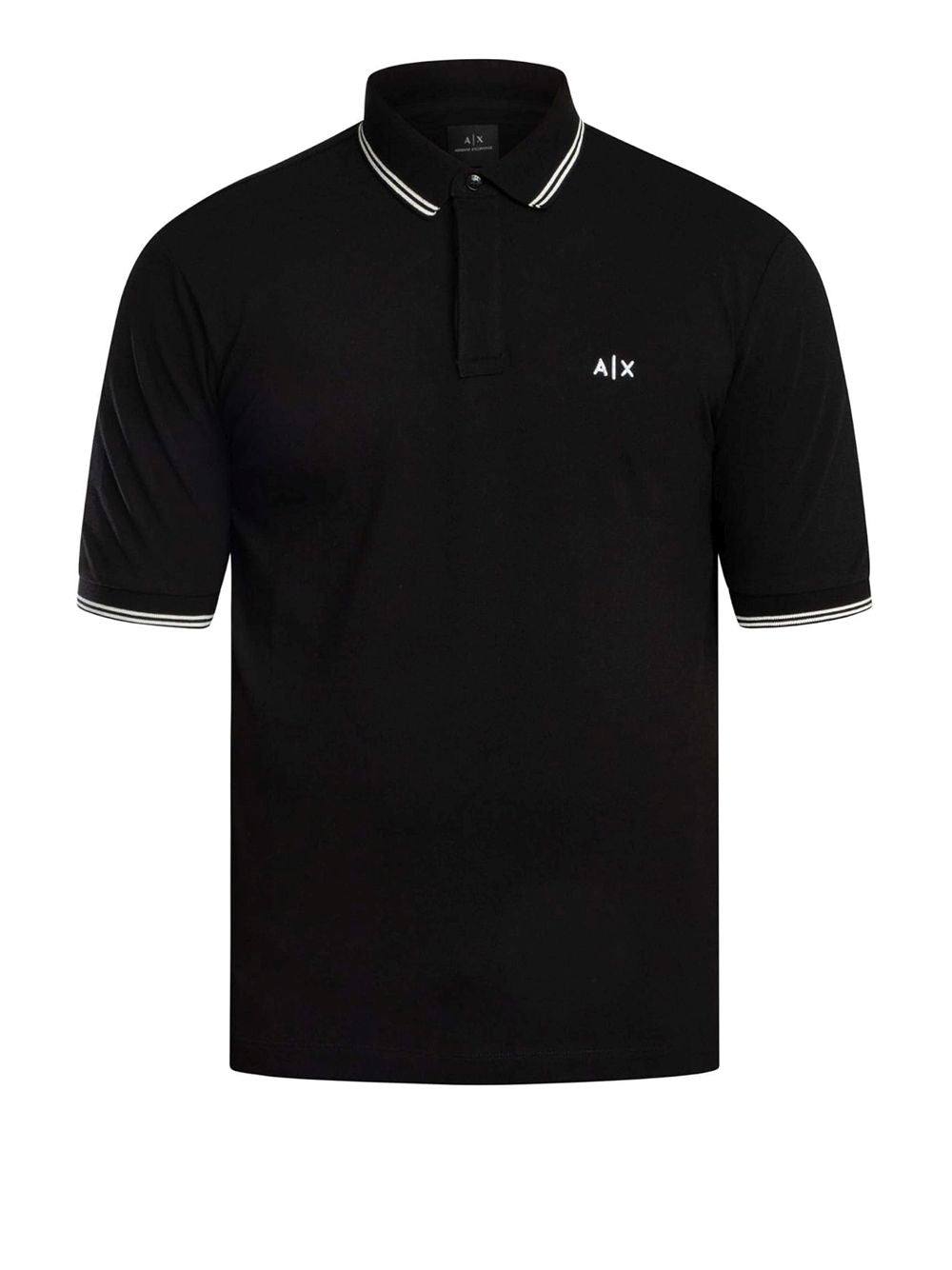 Polo Armani in Piquet Stretch con profili a contrasto Uomo - Nero