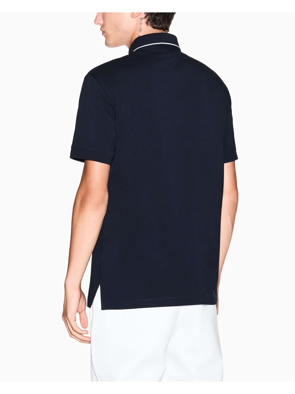 Polo Armani slim fit con logo e piping Uomo - Navy