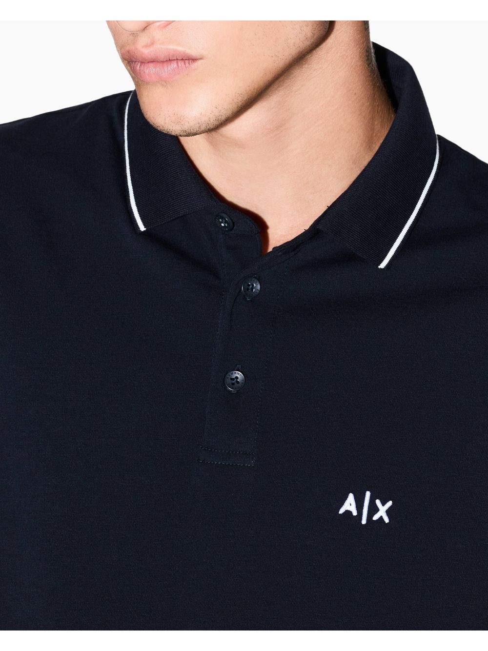 Polo Armani slim fit con logo e piping Uomo - Navy