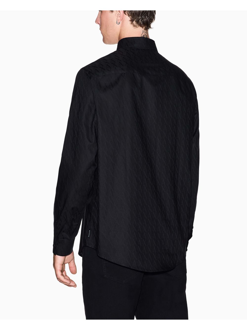 Camicia Armani regular fit in cotone jacquard Uomo - Nero