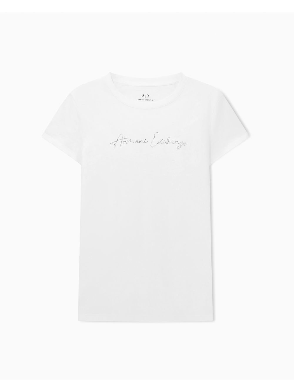 T-shirt Armani slim fit con logo glitterato Donna - Bianco