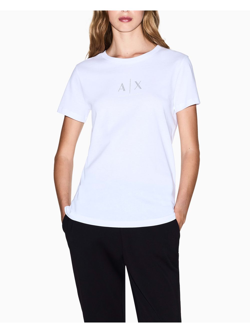 T-shirt Armani regular fit con logo glitterato Donna - Bianco