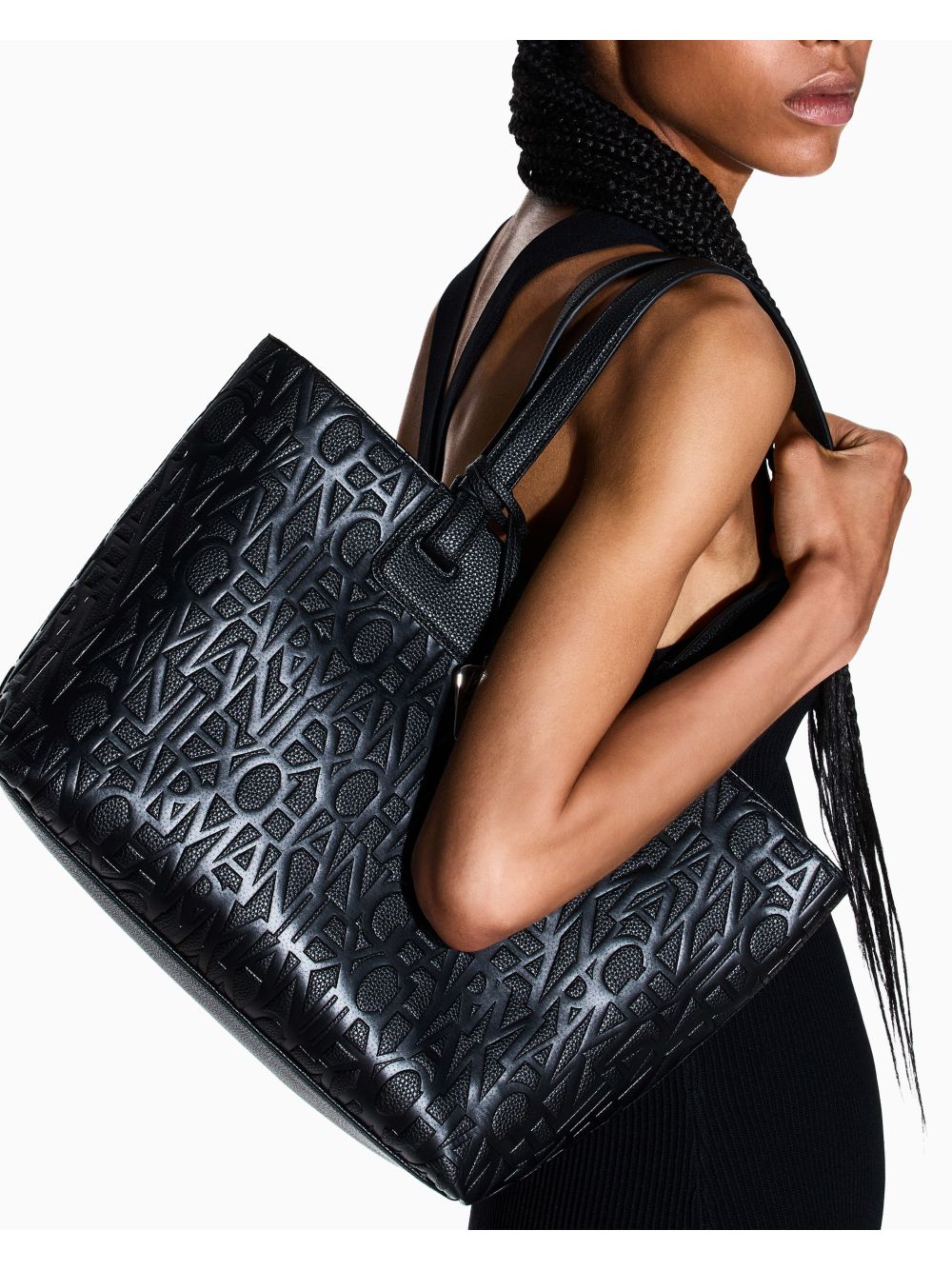 Borsa Armani shopper con logo allover Donna - Nero