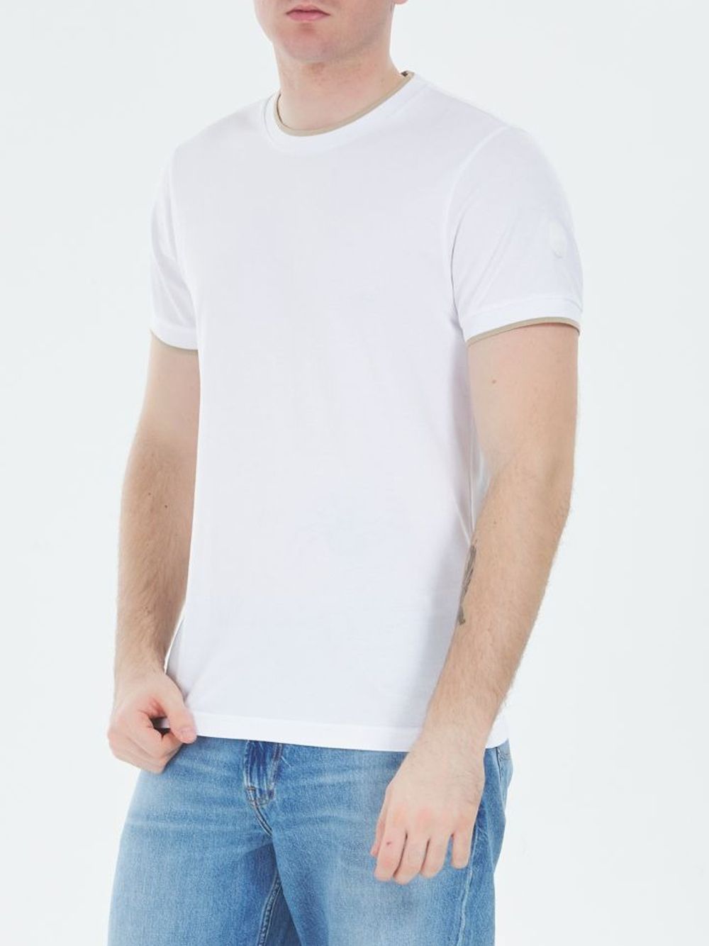 T-shirt Colmar in piqué con riga a contrasto Uomo - Bianco