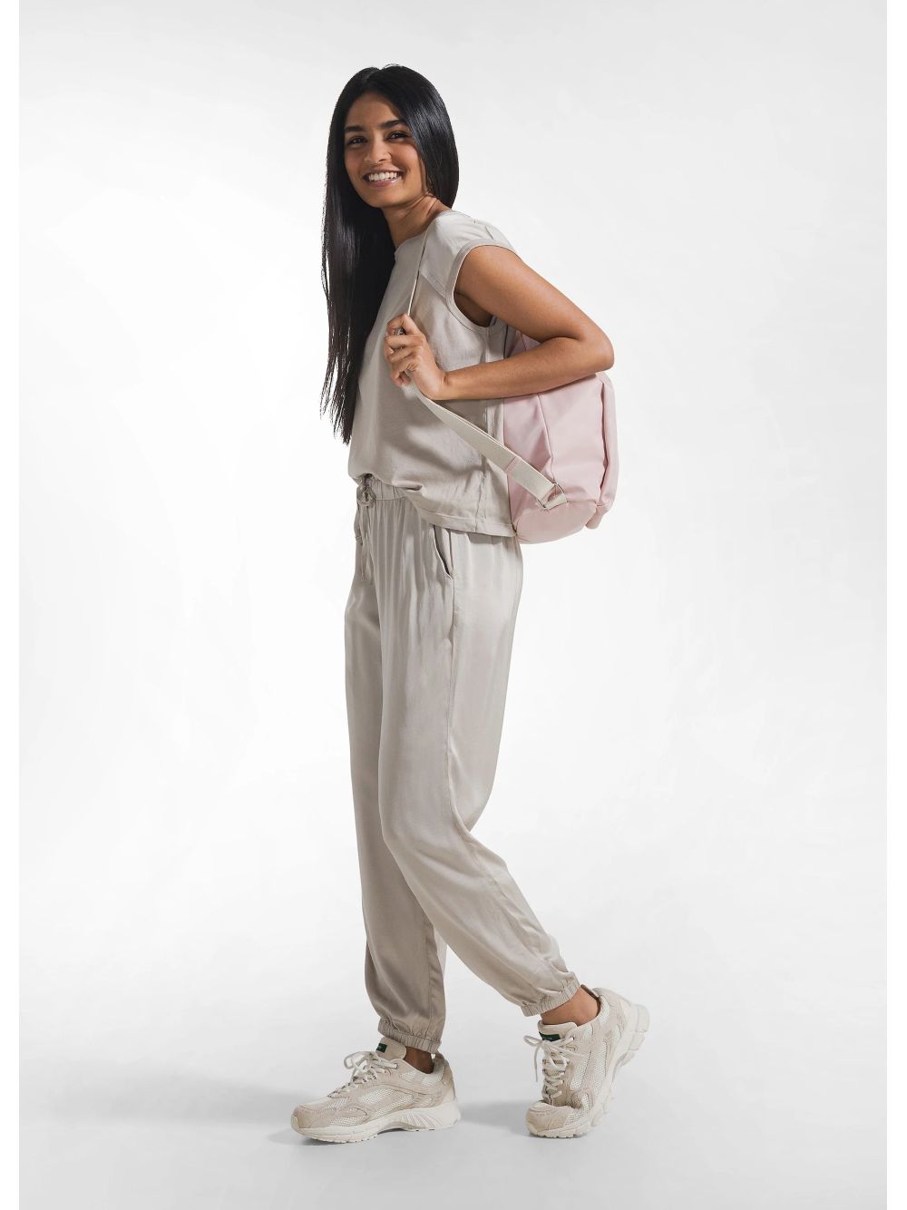 Pantalone Deha JOGGER IN SATIN Donna - Beige