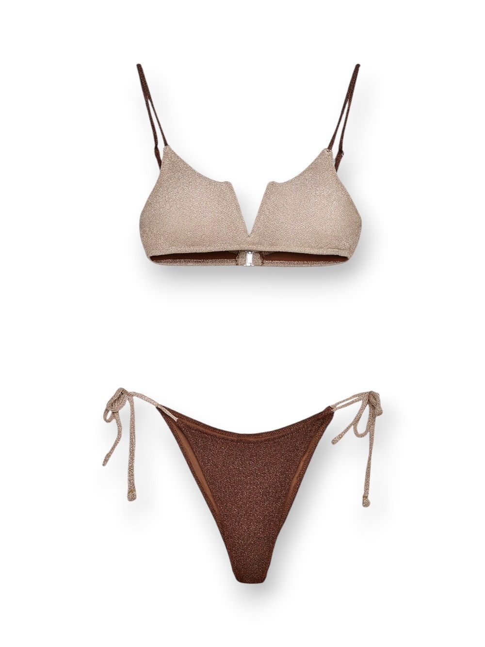 Costume F**K Top fisso - Slip regolabile Donna - Marrone