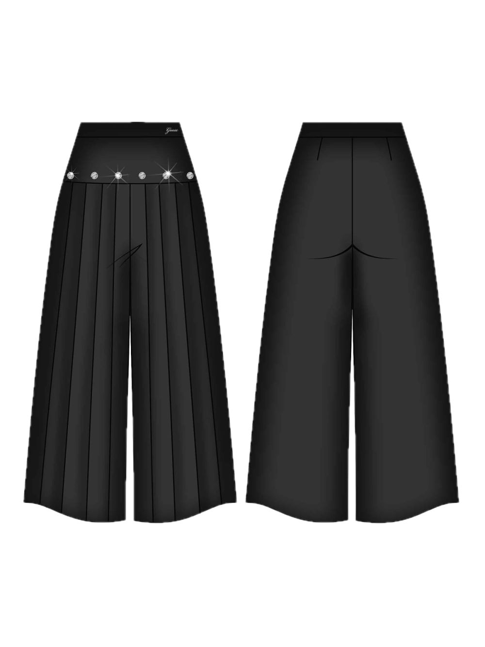 Pantalone Guess TWILL PALAZZO Bambina - Nero