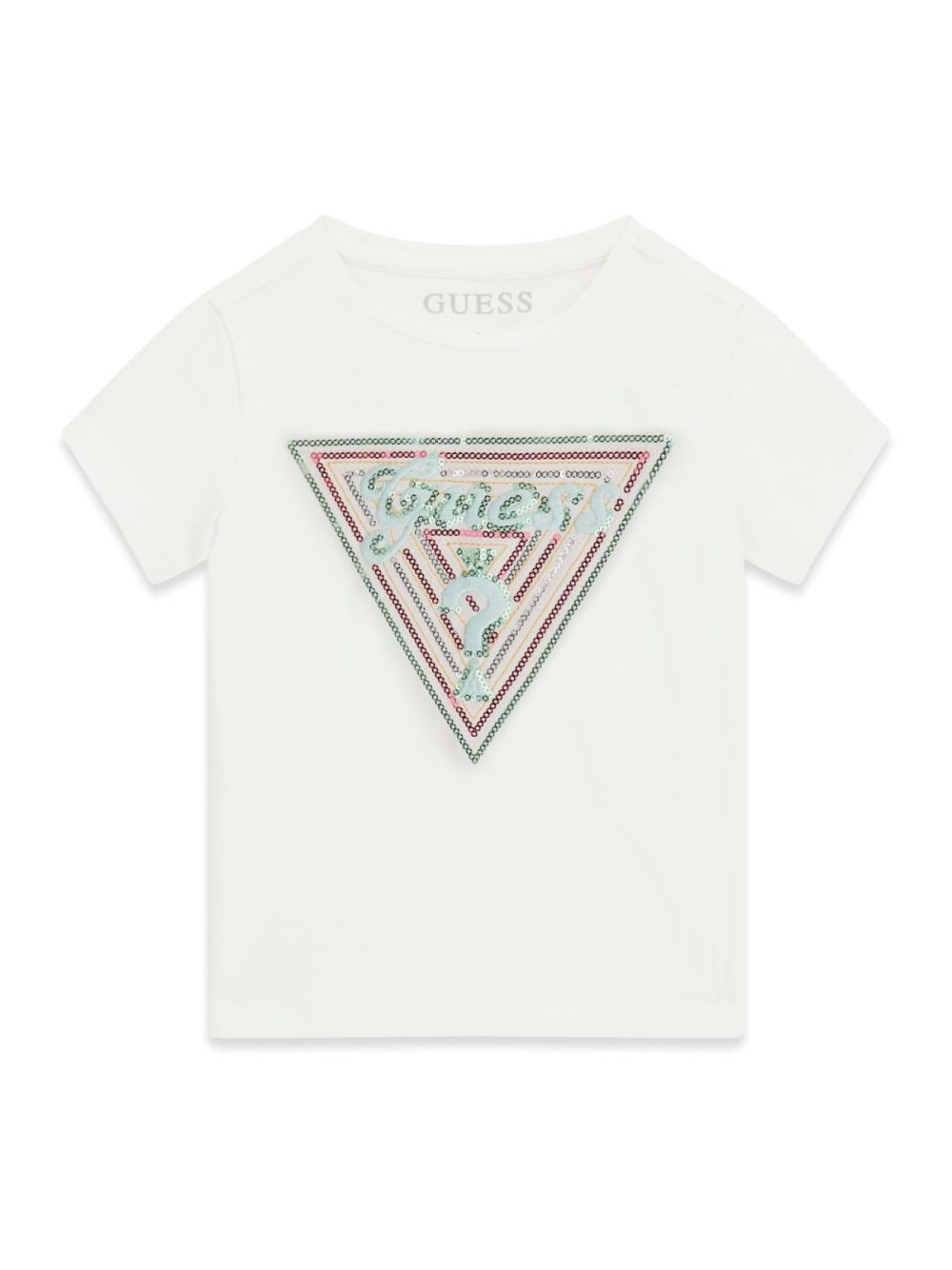 T-shirt Guess con logo in paillettes Bambina - Bianco
