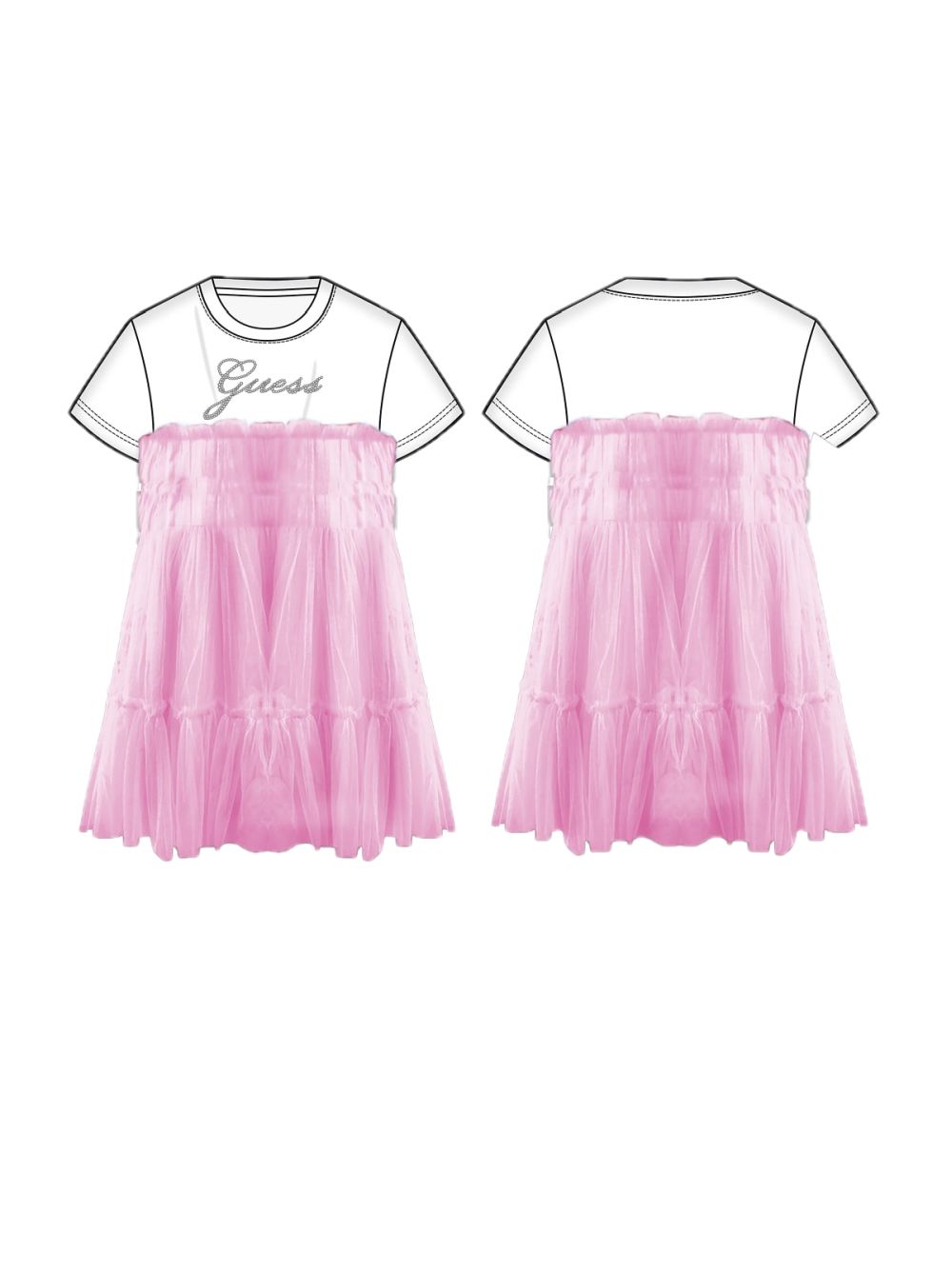 Vestito Guess MIXED FABRIC Bambina - Rosa