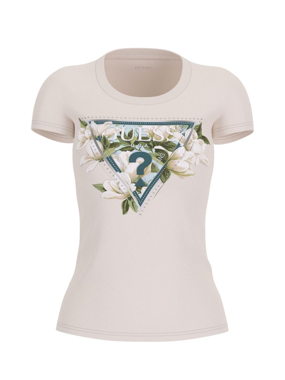 T-shirt Guess SS CN CAMELIA TRIANGLE Donna - Avorio