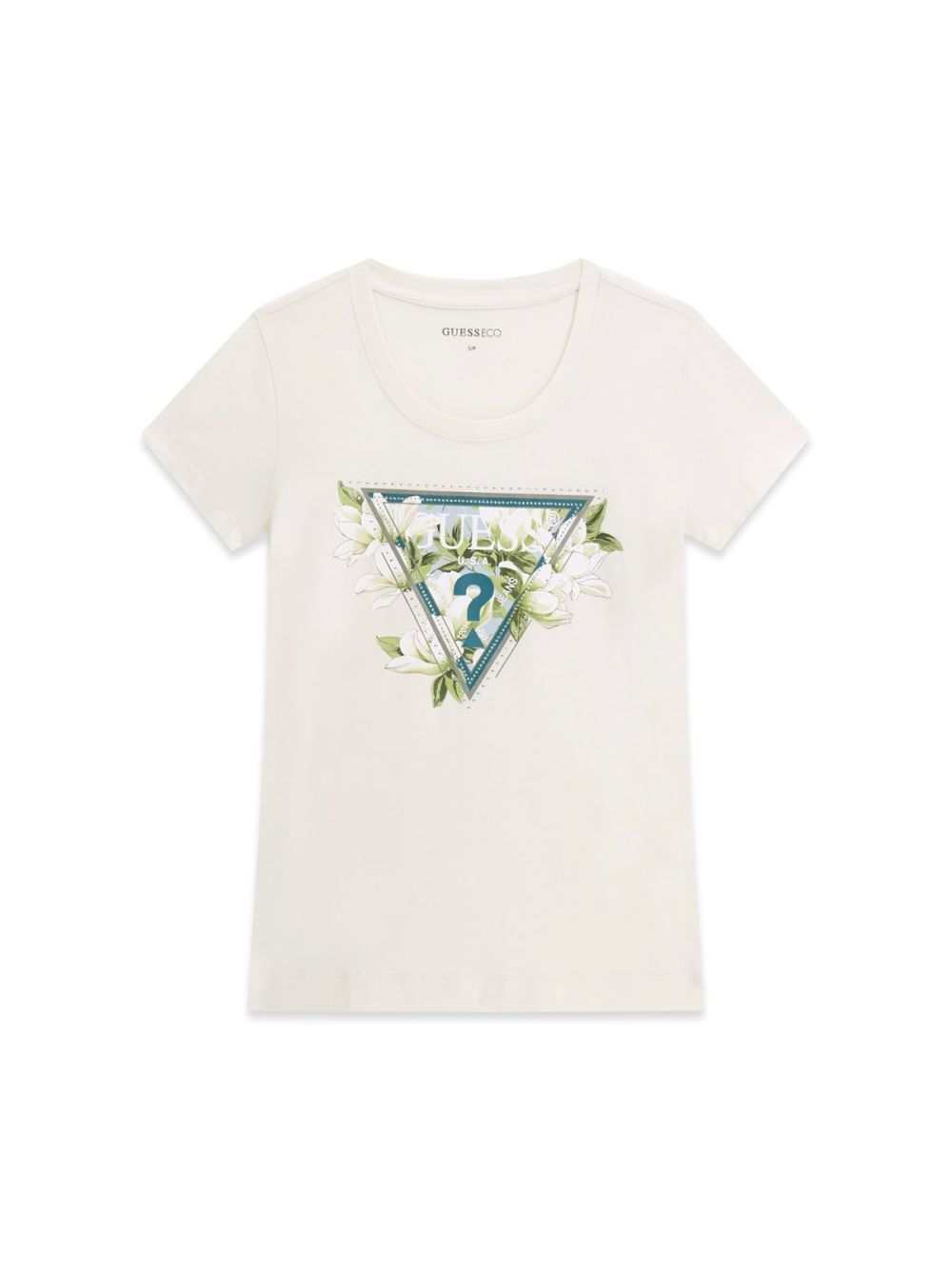T-shirt Guess SS CN CAMELIA TRIANGLE Donna - Avorio