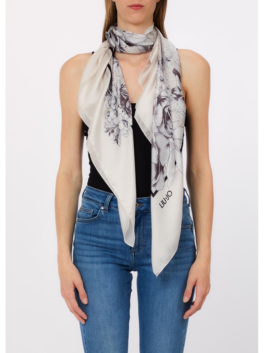 Foulard Liu Jo grande a fiori Donna - Nero