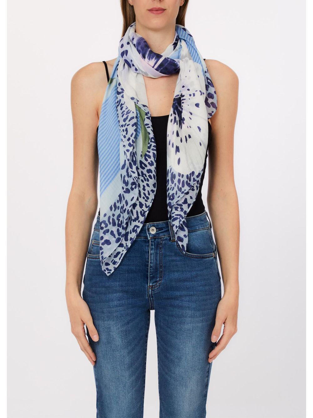 Foulard Liu Jo grande con orchidea Donna - Blu