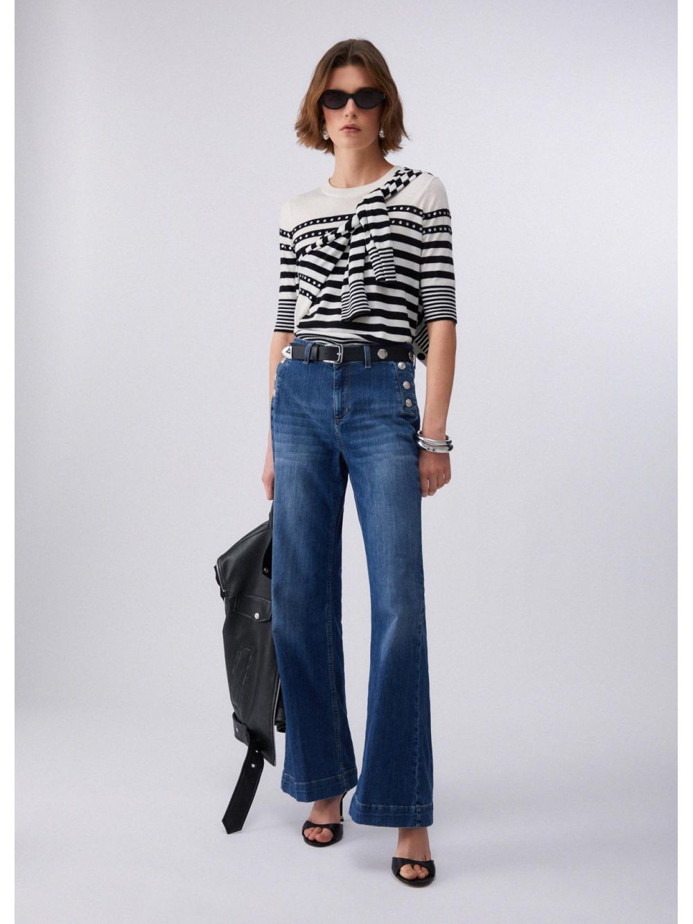 Pantalone Liu Jo flare a vita alta con bottoni Donna - Denim