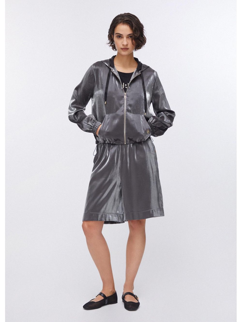 Giacca Liu Jo laminata con cappuccio Donna - Grigio