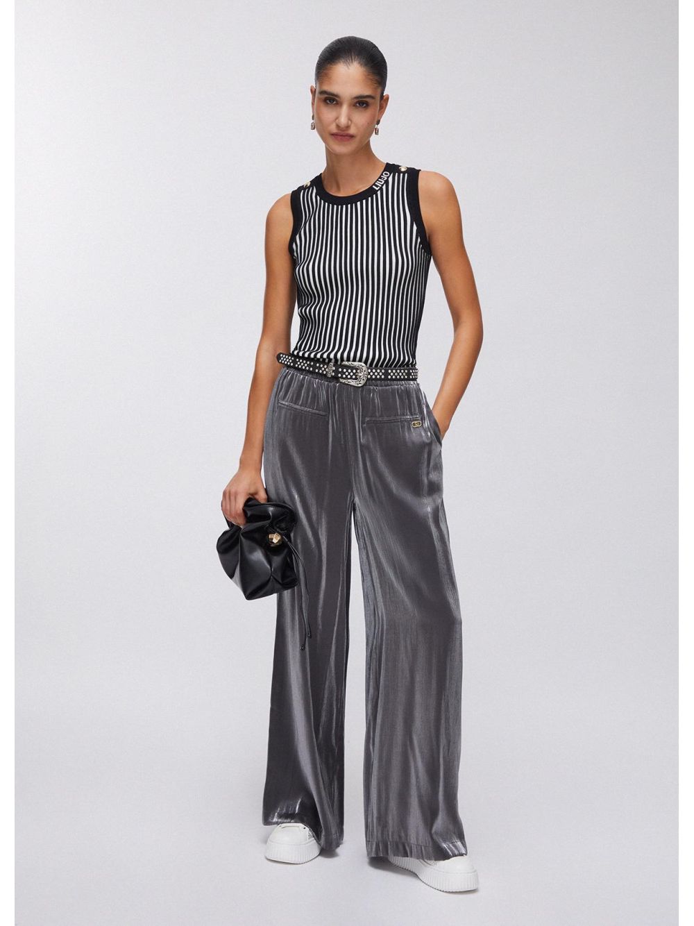 Pantalone Liu Jo flare laminati Donna - Grigio
