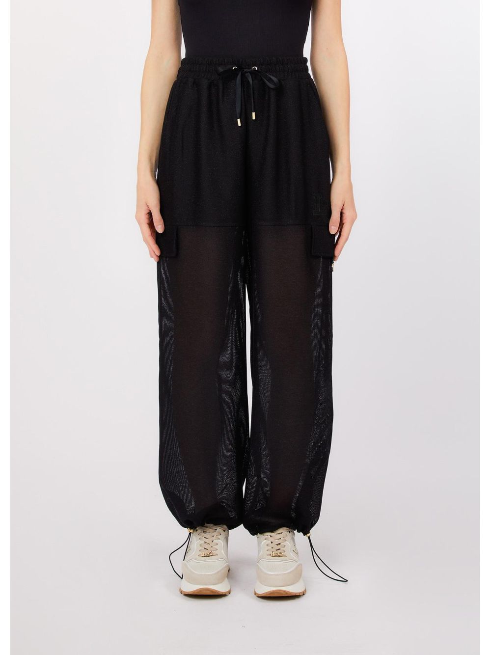 Pantalone Liu Jo cargo in mesh Donna - Nero