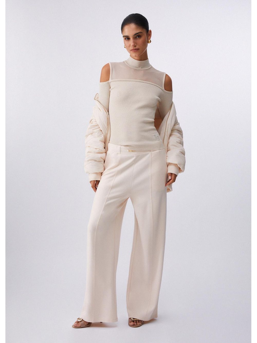 Maglia Liu Jo con inserti in mesh Donna - Avorio