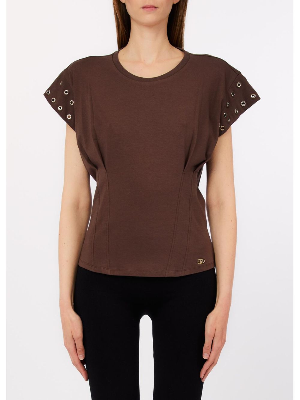 T-shirt Liu Jo con occhielli decorativi Donna - Beige