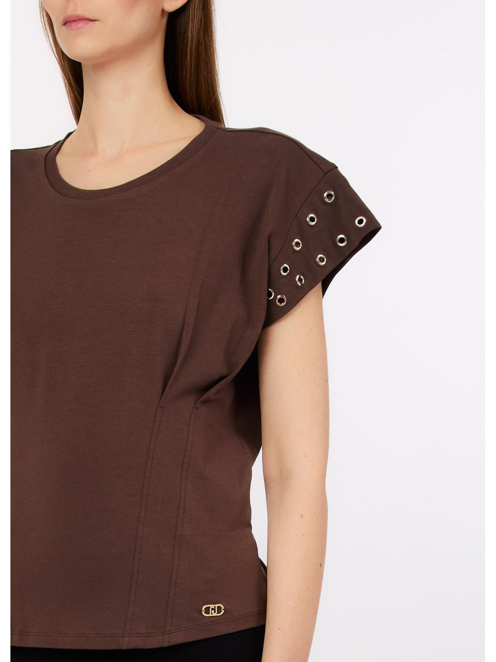 T-shirt Liu Jo con occhielli decorativi Donna - Beige