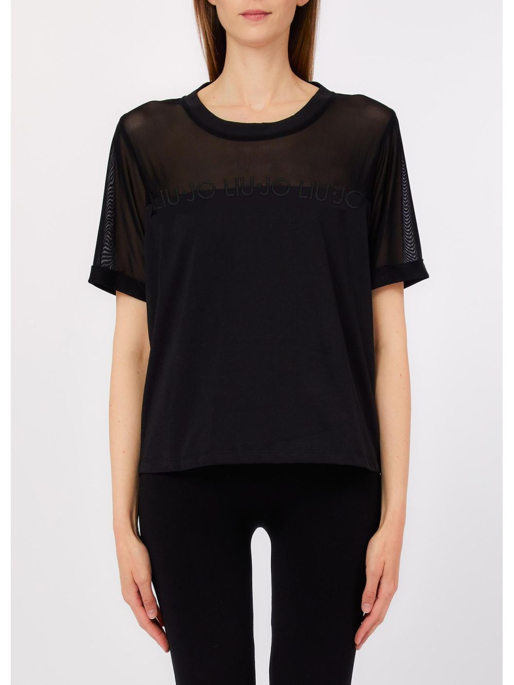 T-shirt Liu Jo in jersey e mesh Donna - Nero