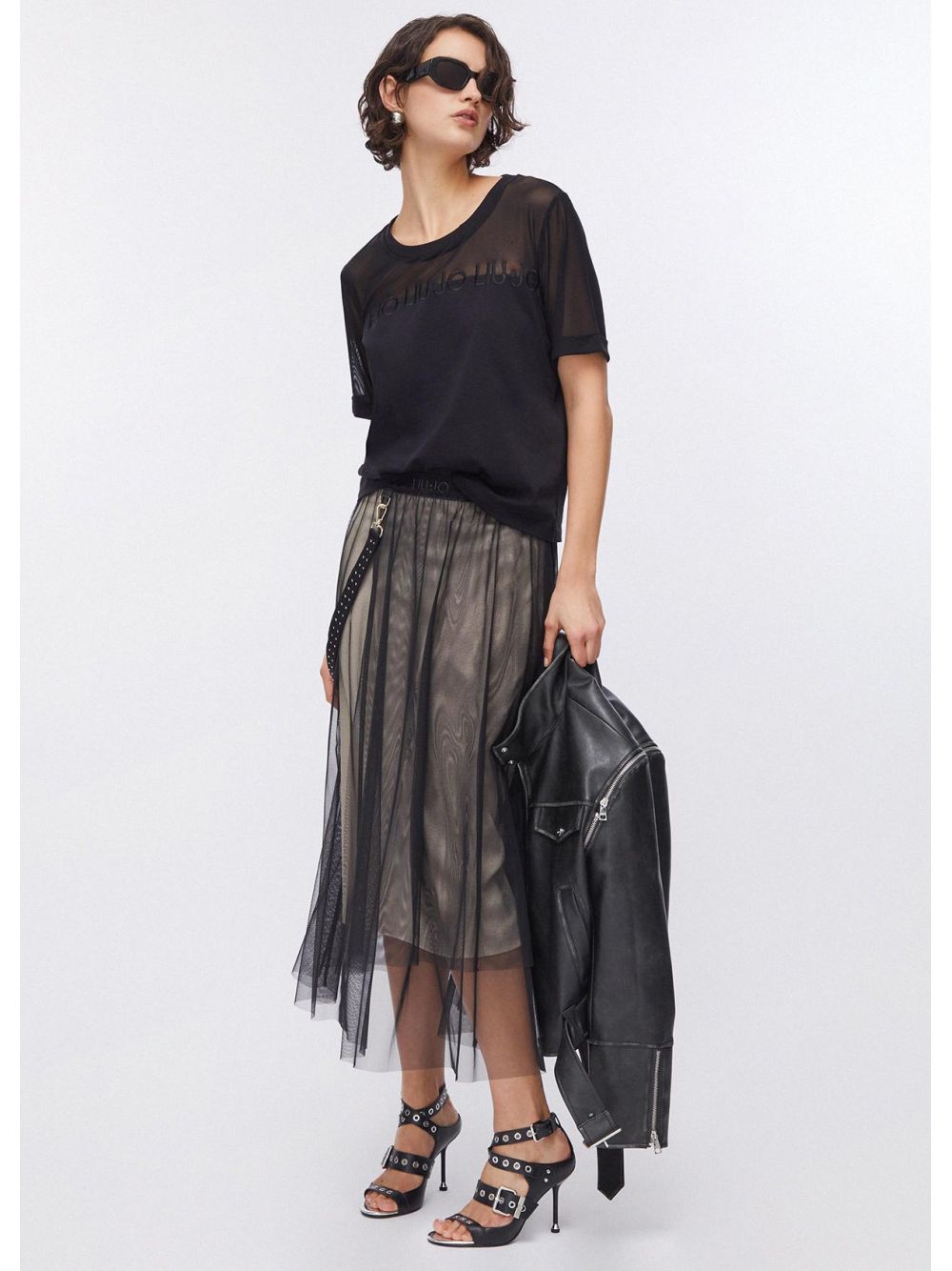 T-shirt Liu Jo in jersey e mesh Donna - Nero