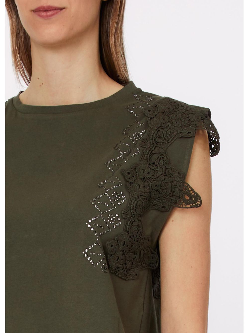 T-shirt Liu Jo con dettagli macramè Donna - Verde