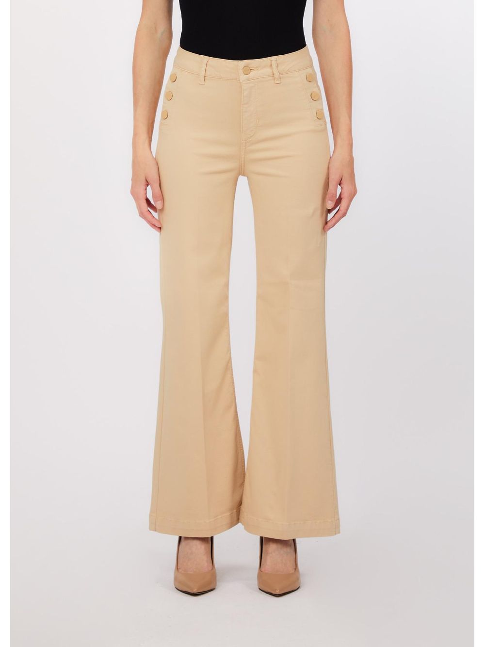 Pantalone Liu Jo flare con bottoni logati Donna - Beige