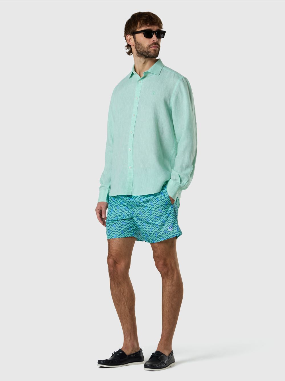 Camicia North Sails di lino a maniche lunghe Uomo - Azzurro