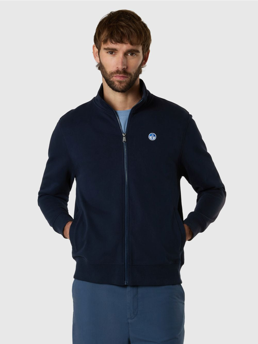 Felpa North Sails con patch logo e zip Uomo - Navy