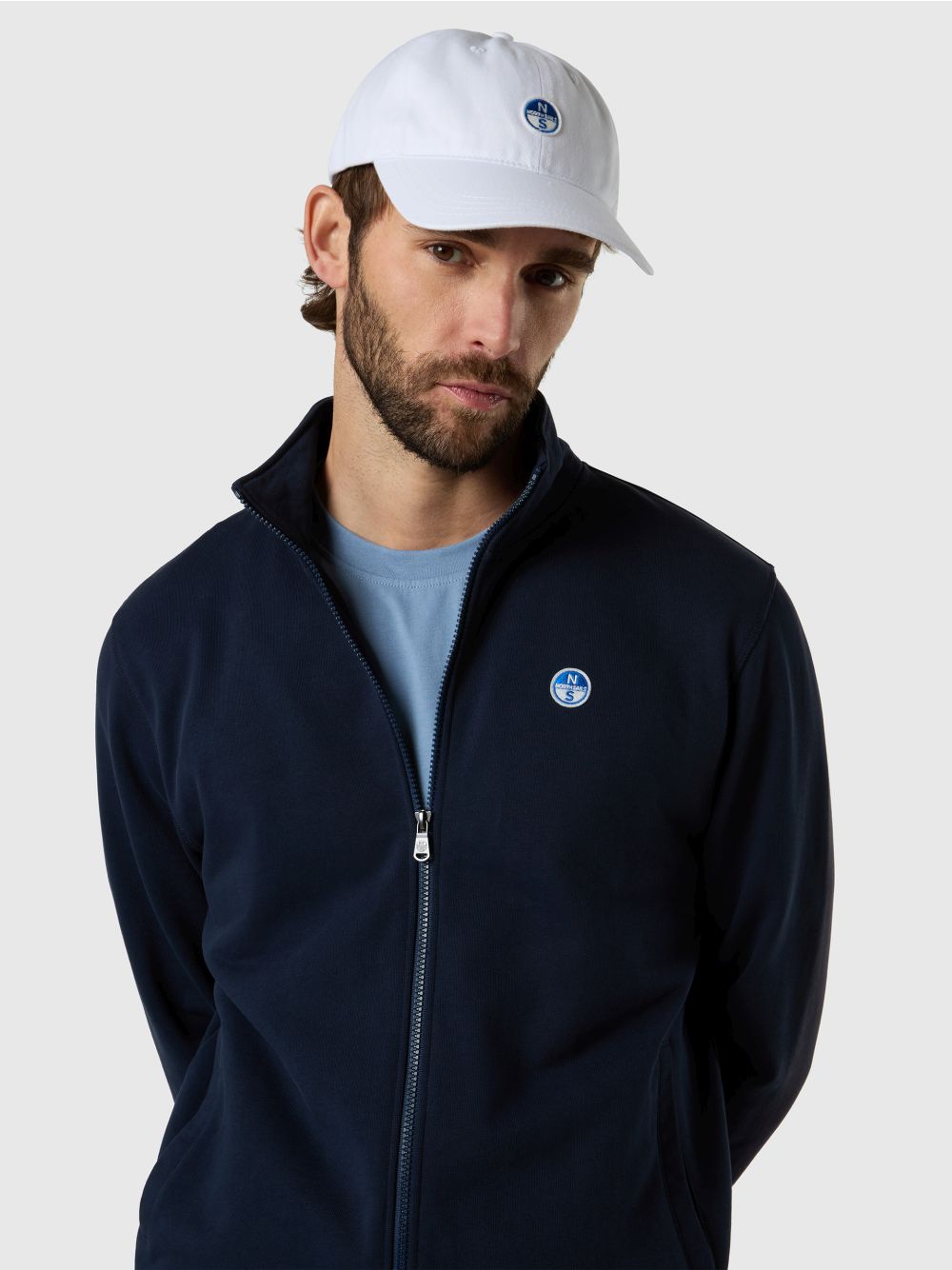 Felpa North Sails con patch logo e zip Uomo - Navy