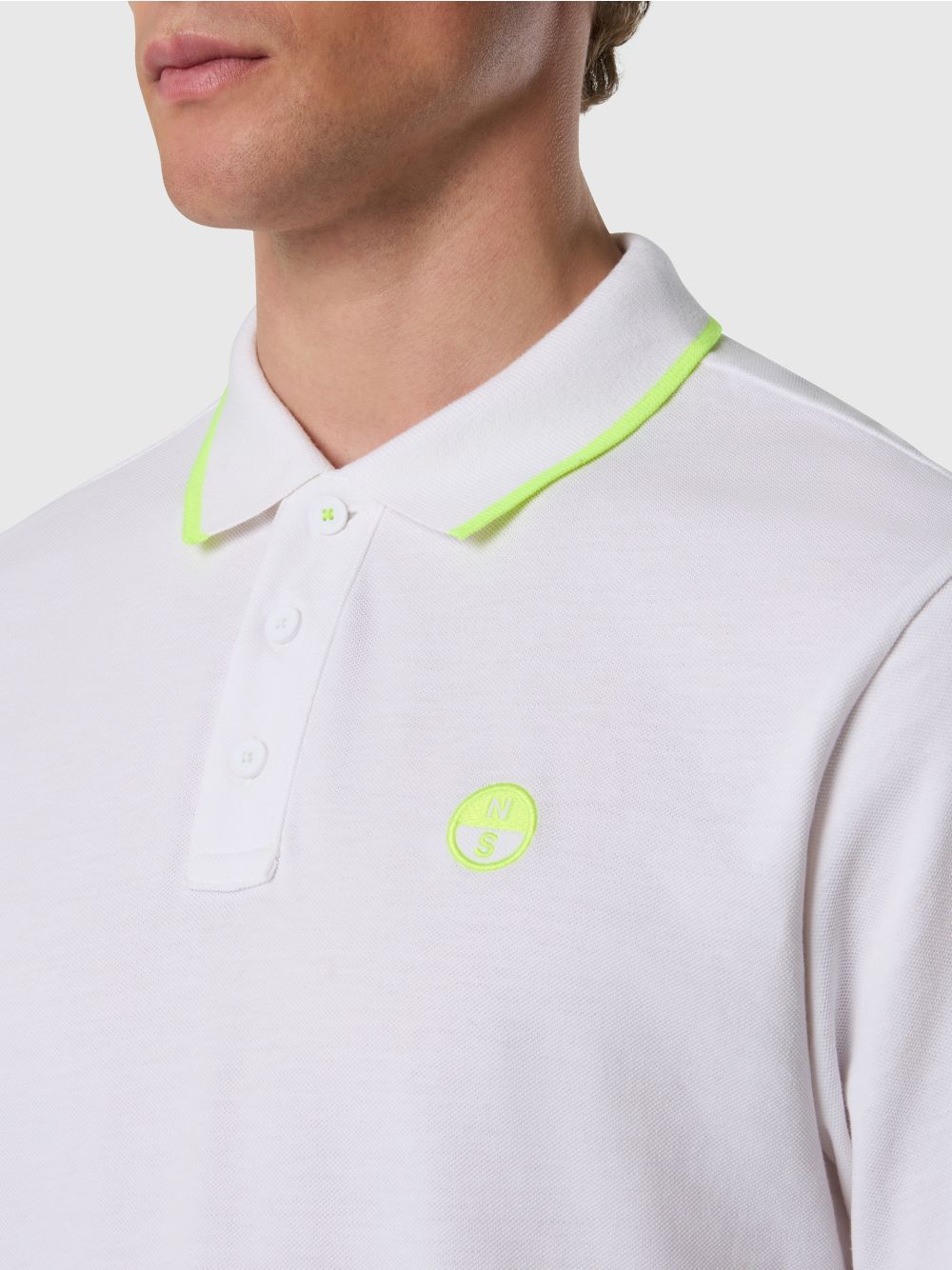Polo North Sails con dettagli fluo Uomo - Bianco