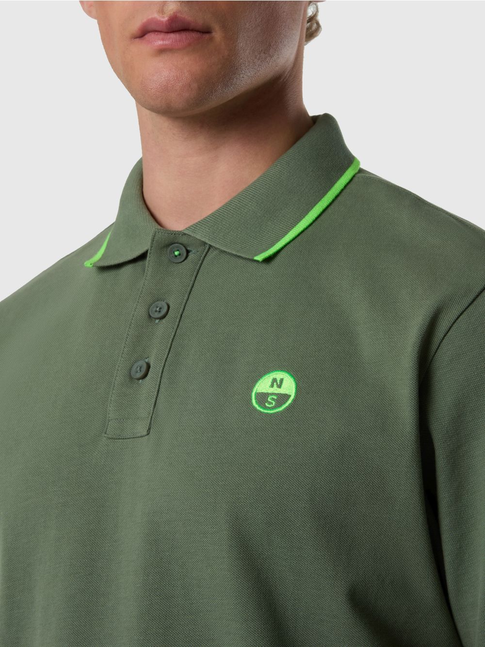 Polo North Sails con dettagli fluo Uomo - Verde