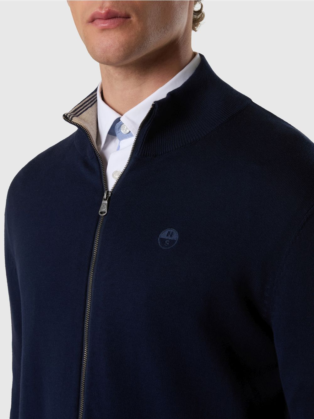 Felpa North Sails con zip e logo tono su tono Uomo - Navy