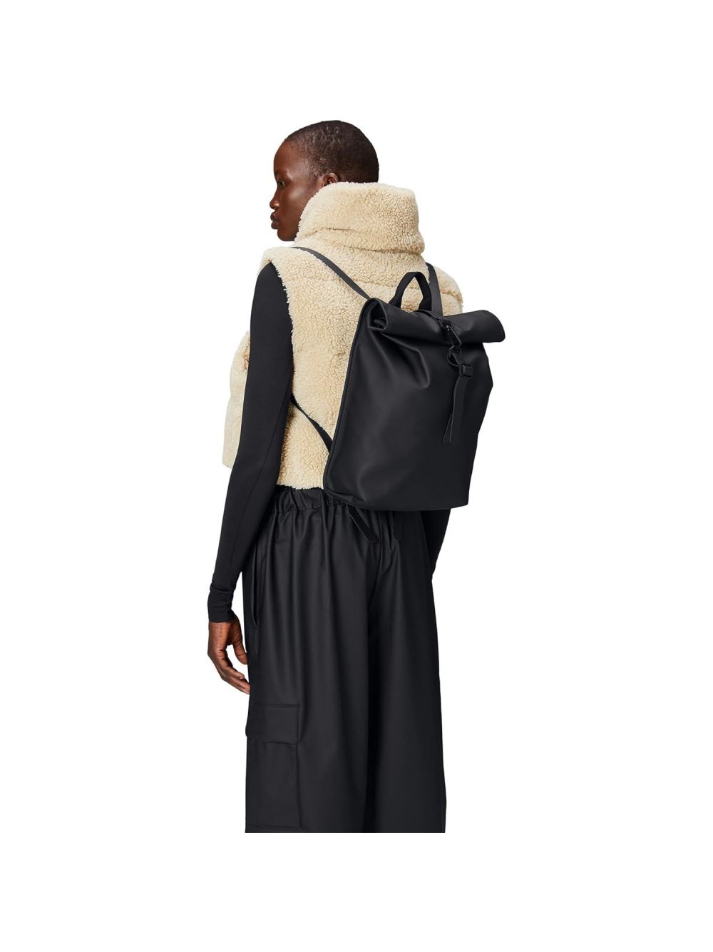 Zaino Rains Rolltop Rucksack Mini Unisex - Nero