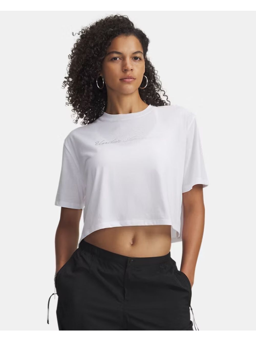 T-shirt Sportiva Under Armour UA Wordmark CROP SS Donna - Bianco