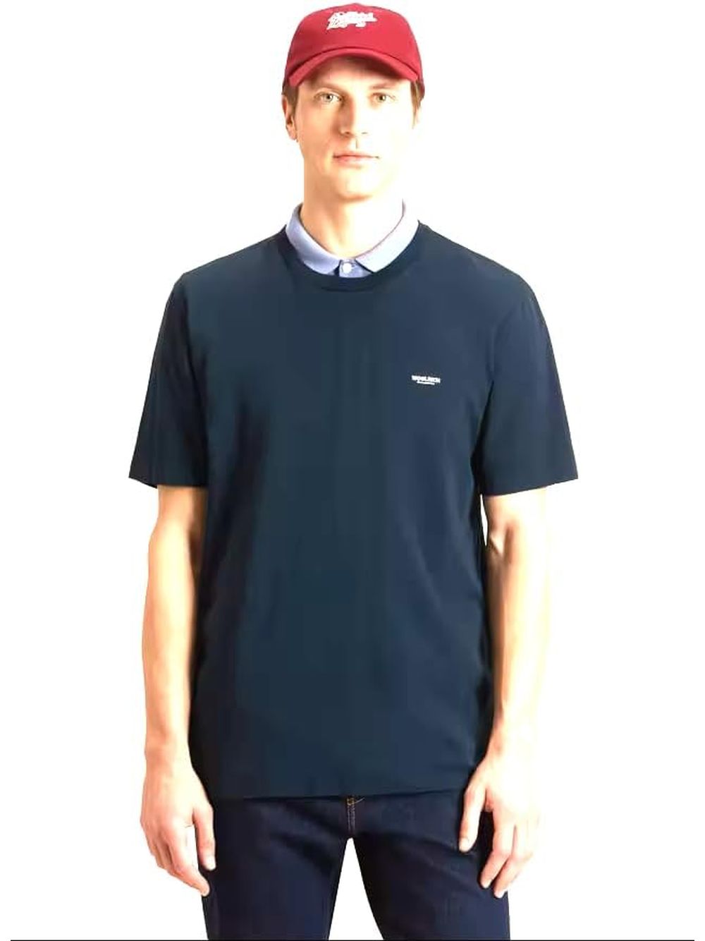 T-shirt Woolrich SLUB LOGO Uomo - Blu