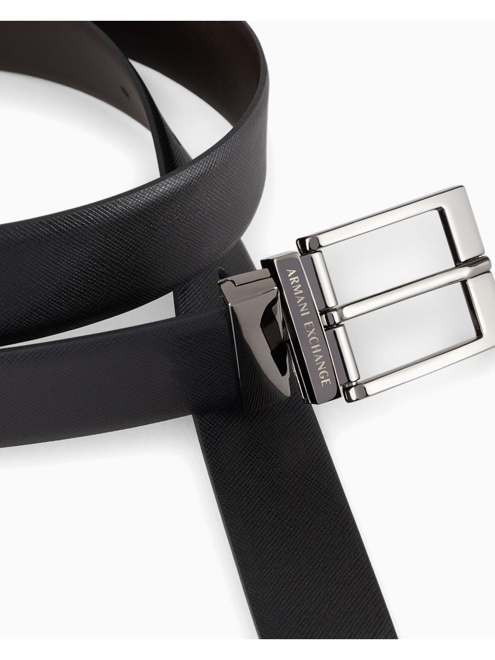 Cinta Armani reversibile in pelle con fibbia rettangolare Uomo - Nero Armani Angolo dello Sport