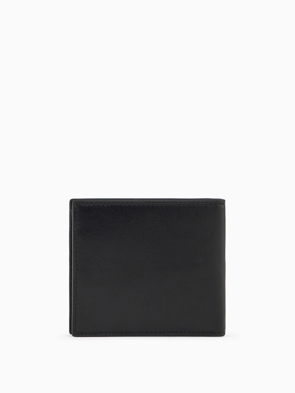 Portafoglio Armani bifold in pelle liscia con logo e portamonete Uomo - Nero