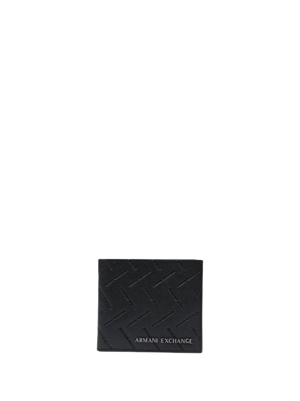 Portafoglio Armani bifold in pelle con motivo diagonale in rilievo Uomo - Nero