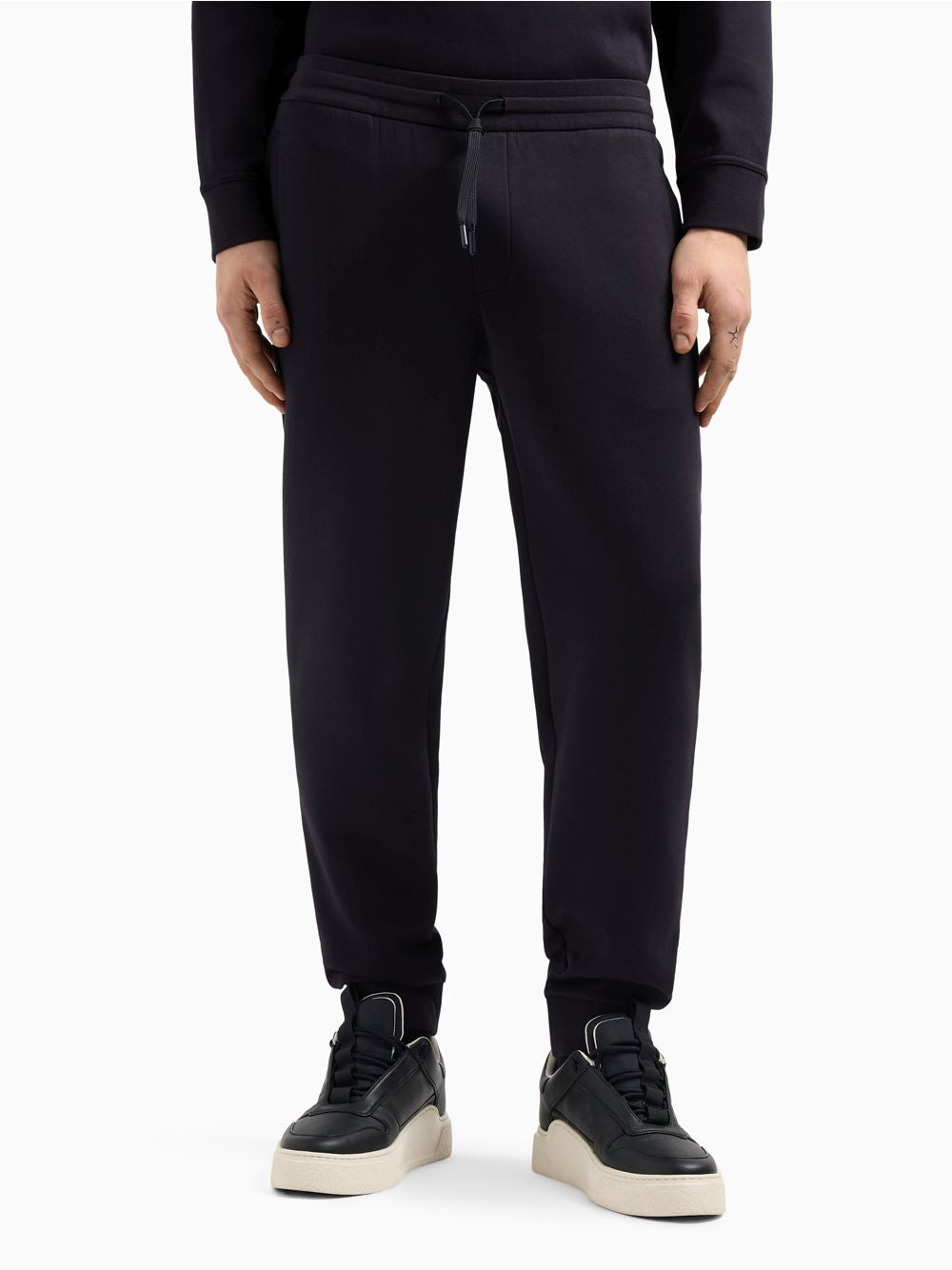 Pantalone Armani jogger in cotone stretch con coulisse Icon Uomo - Navy