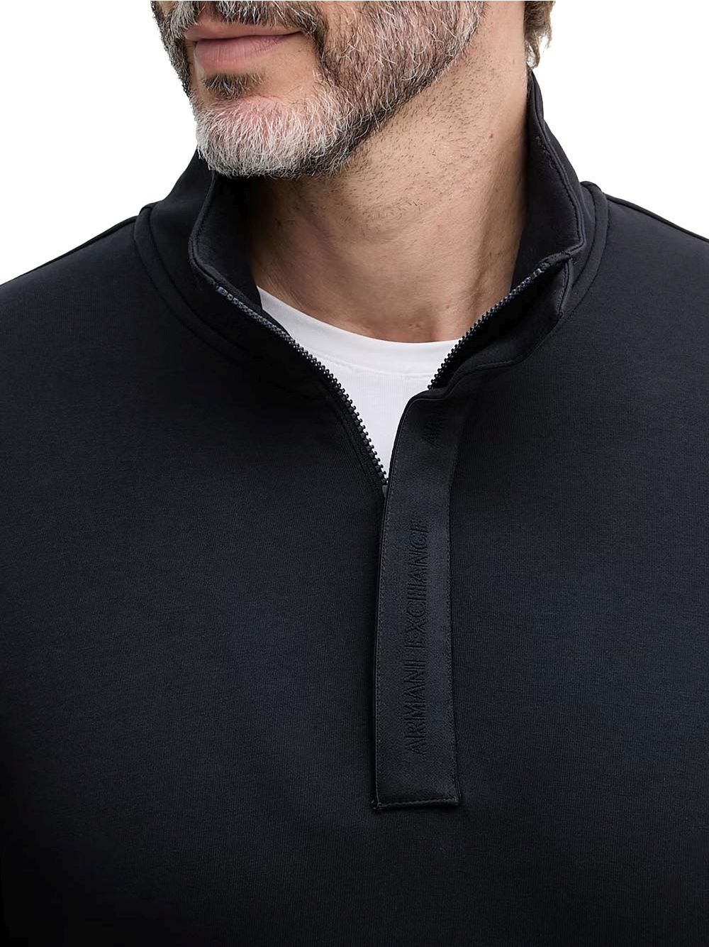 Felpa Armani collo alto con bottoni nascosti Uomo - Navy
