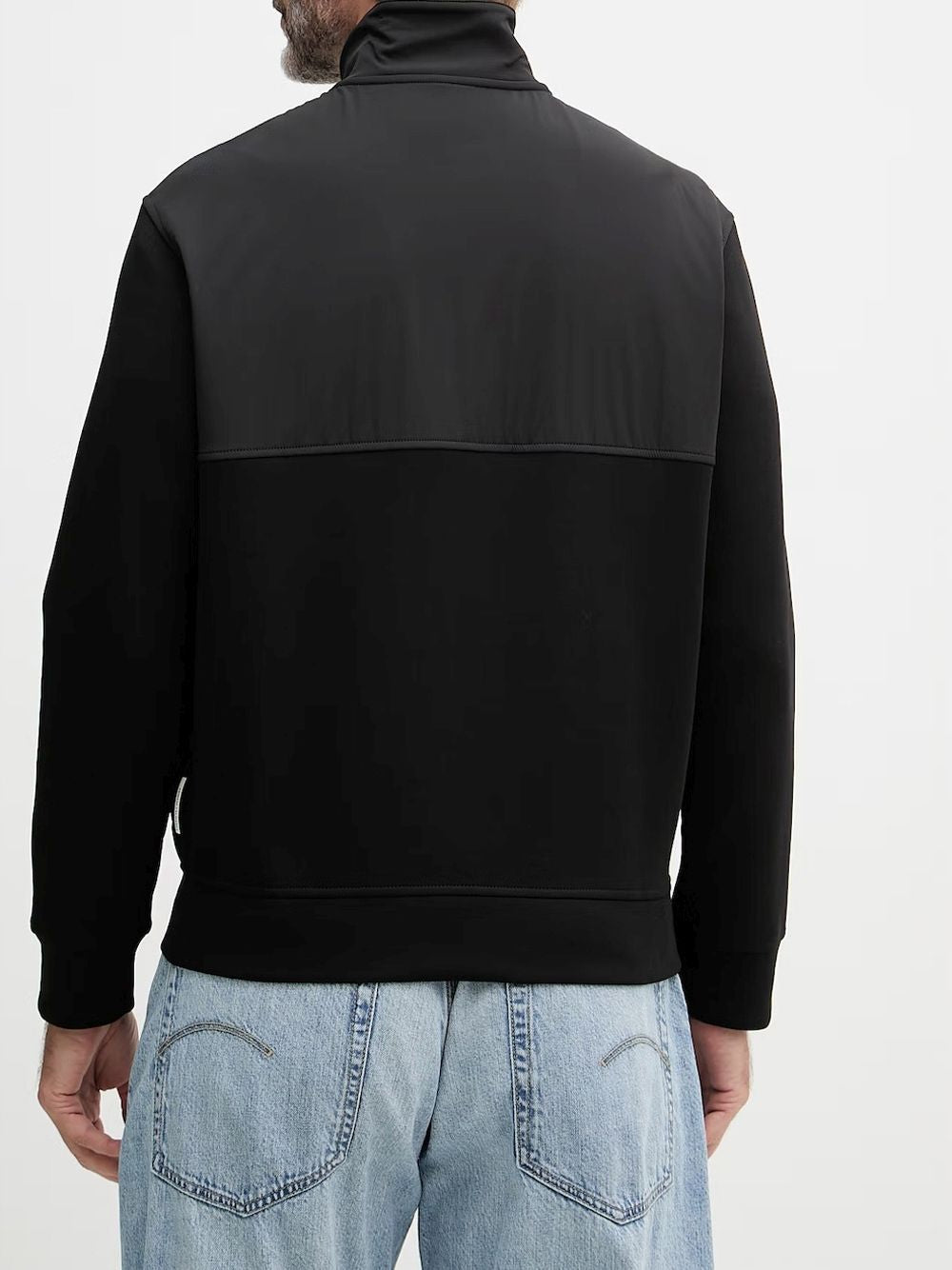 Giubbino Armani full zip in cotone con collo alto Essential Uomo - Nero