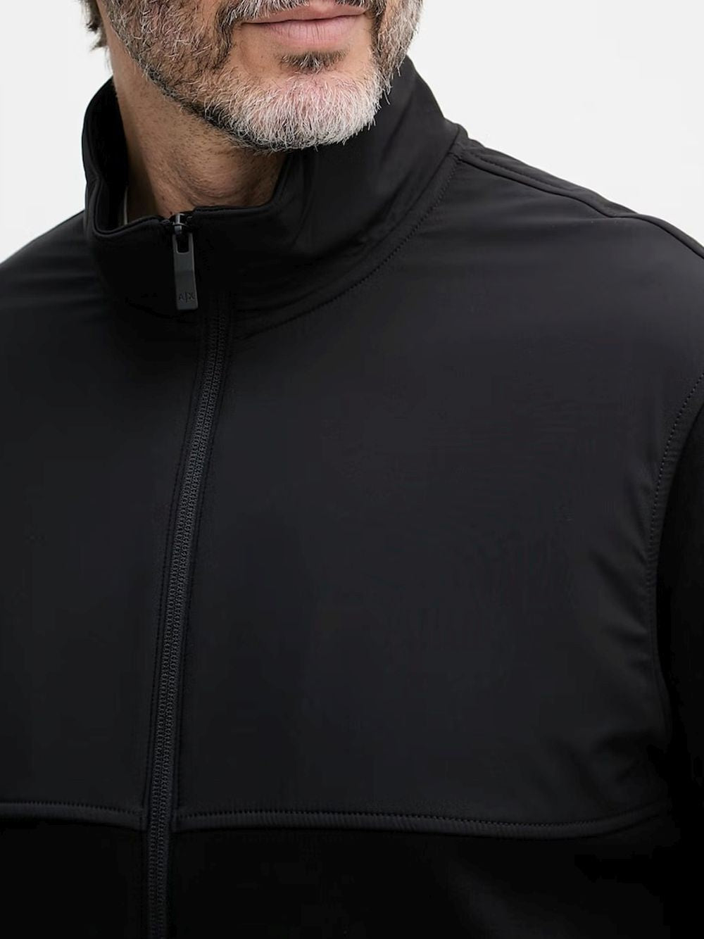 Giubbino Armani full zip in cotone con collo alto Essential Uomo - Nero
