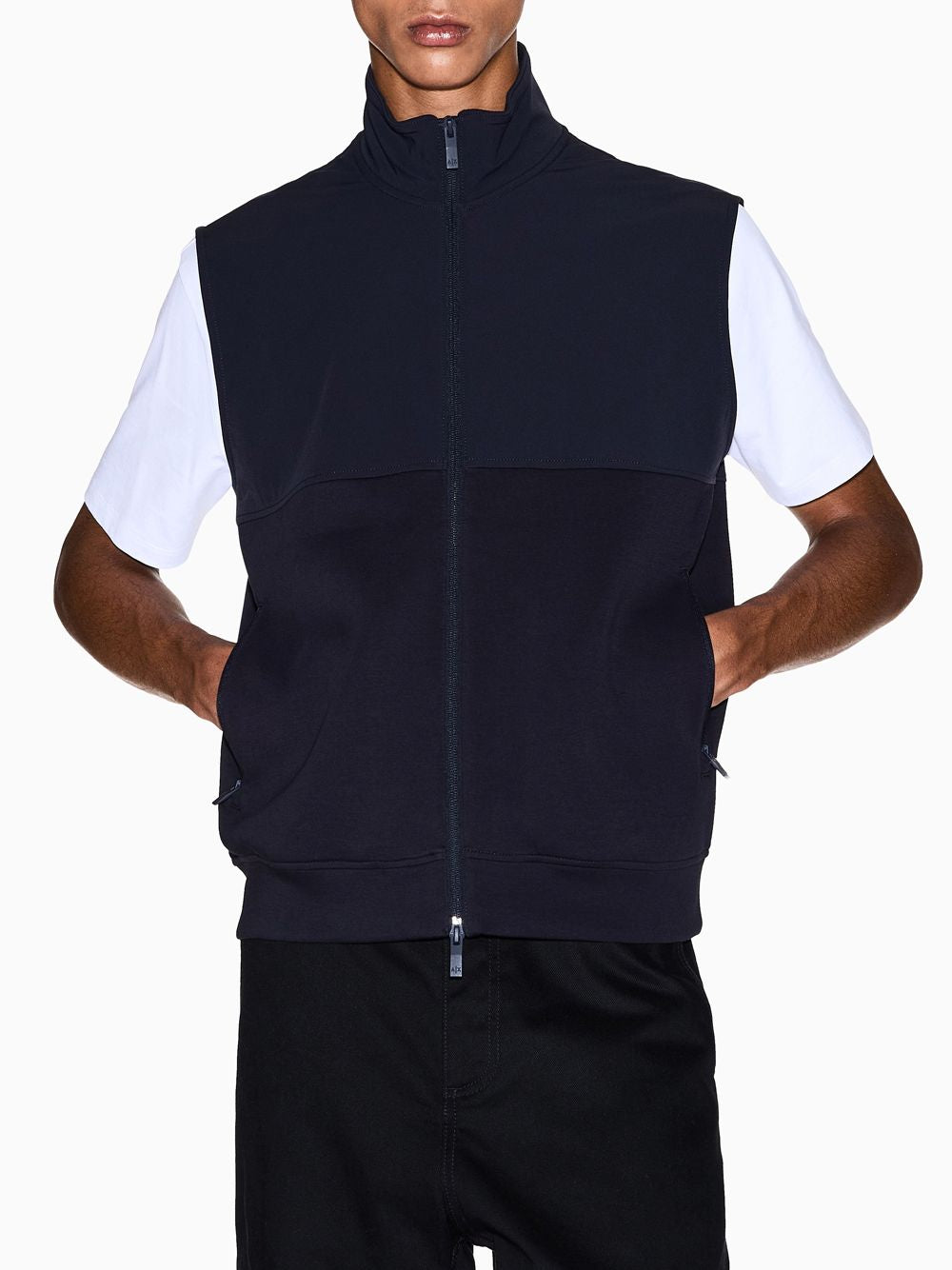 Gilet Armani con collo alto in cotone elasticizzato Essential Uomo - Navy