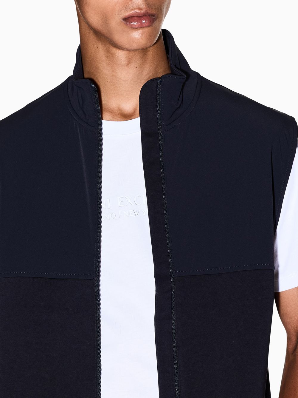 Gilet Armani con collo alto in cotone elasticizzato Essential Uomo - Navy